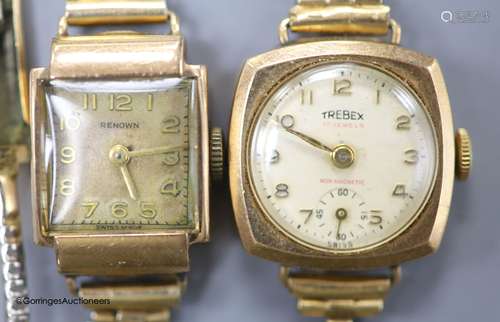 A ladys' Renown 9ct gold-cased wristwatch and a similar Treb...