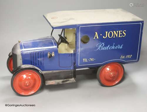 An A. Jones Butcher's painted metal model of a van, length 4...