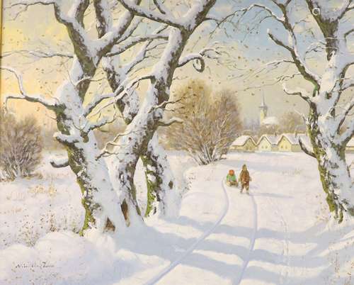 Z* Nemeth (20th century), oil on canvas, Winter landscape, s...