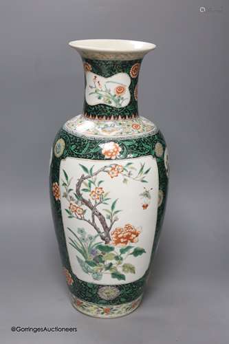 A large 19th century Chinese famille noire vase, height 46cm...