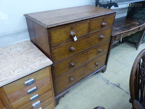 A Georgian oak chest of drawers, width 104cm, depth 52cm, he...