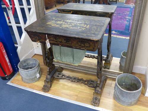 A Chinese export work table, width 62cm, depth 42cm, height ...