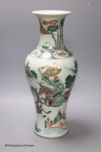 A large 19th century Chinese famille verte 'warriors' vase, ...