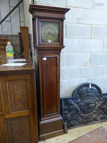 A late 18th / early 19th century oak 30 hour longcase clock,...