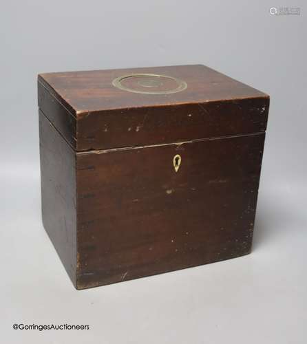 A 19th century mahogany box, labelled for John Manton & Son,...