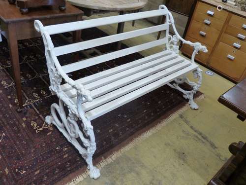 A Victorian style painted cast aluminium slatted garden benc...