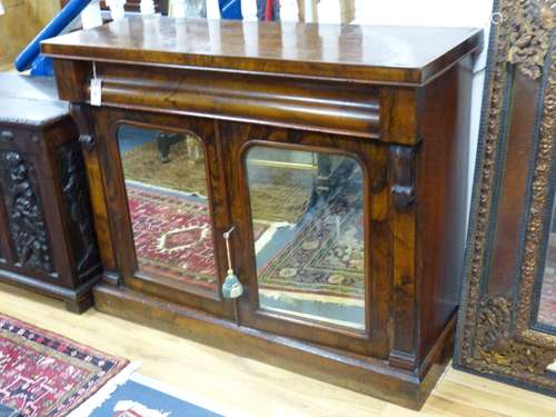 A small 19th century mirrored walnut chiffonier, width 114cm...