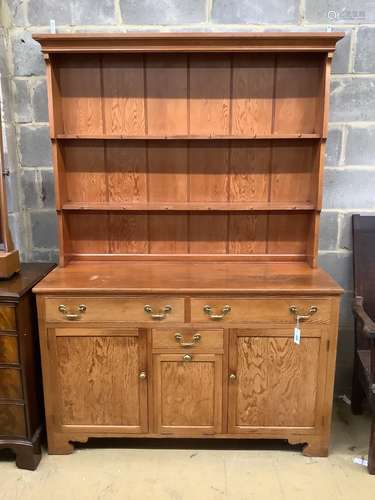 A Victorian style pitch pine dresser, length 139cm, depth 51...