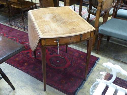 A George III mahogany oval pembroke table(damage), width 74c...