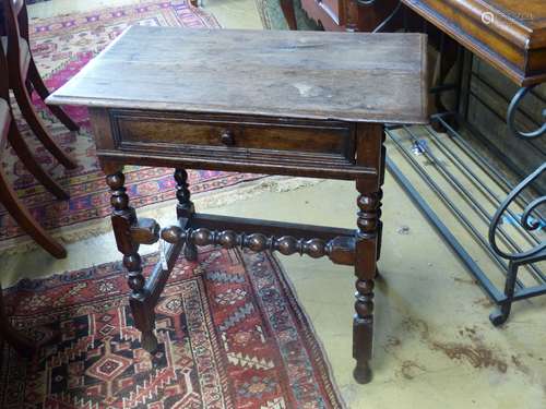 An oak side table, 18th century and later, width 76cm, depth...