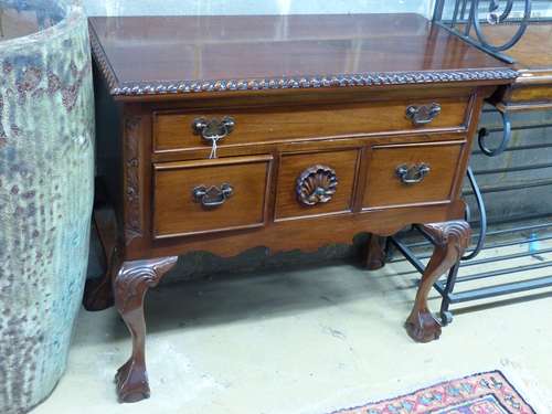 A reproduction George III style mahogany lowboy, width 96cm ...