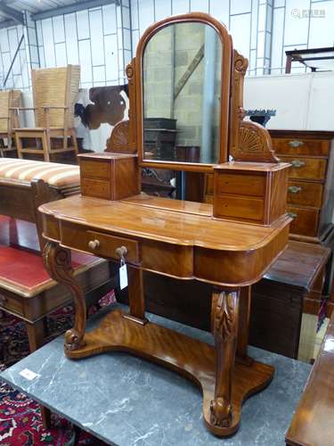 A Victorian satin walnut Duchess dressing table, width 89cm,...