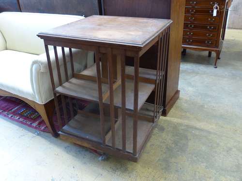 An early 20th century oak revolving bookcase, length 63cm, d...