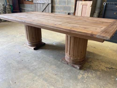 An 18th century style rectangular pine refectory dining tabl...