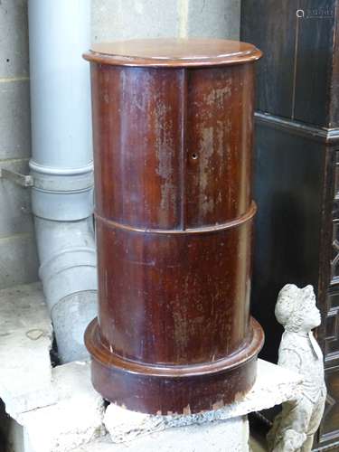 A Victorian mahogany cylindrical pot cupboard, diameter 38cm...