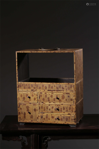 A Chinese Carved Bamboo Tea Cabinet