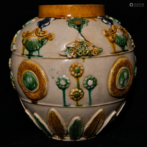 A Chinese San-Cai Glazed Porcelain Jar