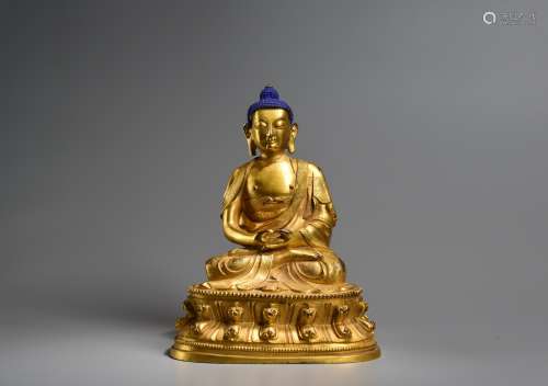 A Gilt Bronze Amitayus Buddha Figure Statue