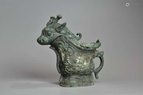 A Chinese Beast Shape Bronze Container