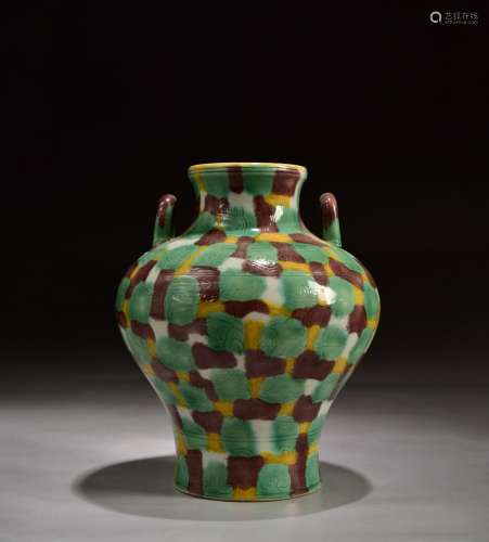 A Three Color Glazed Porcelain Vase