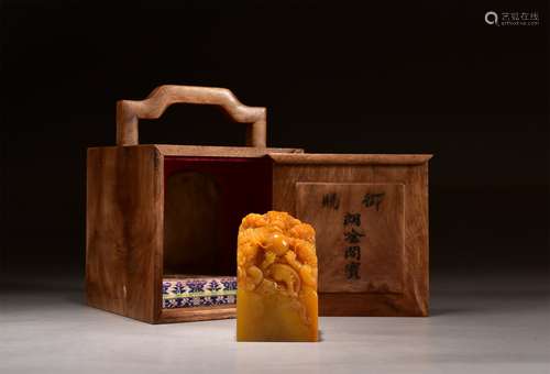 A Carved Dragon Shoushan Tianhuang Stone Seal