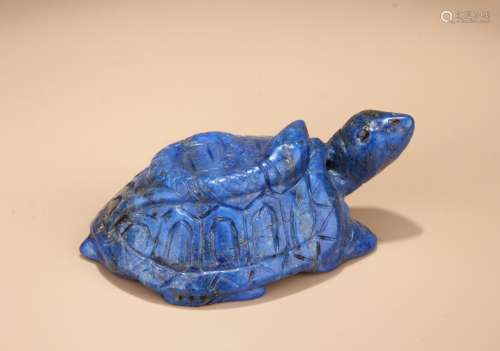 A Carved Dragon Turtle Lapis Lazuli Ornament