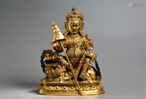 A Gilt Bronze King of Treasure Figure Statue