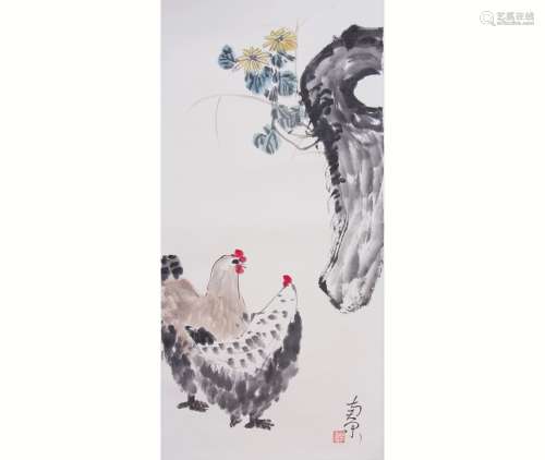A Chinese Cock Painting, Cheng Zizhuang Mark
