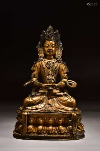 A Gilt Bronze Amitayus Buddha Figure Statue