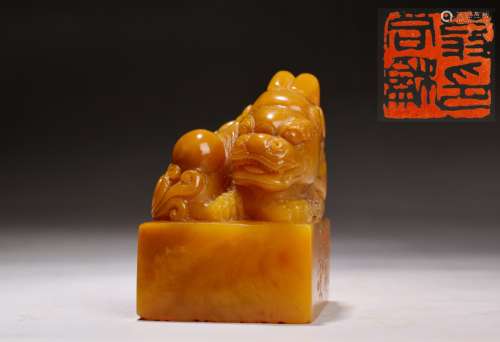 A Carved Beast Shoushan Tianhuang Stone Seal
