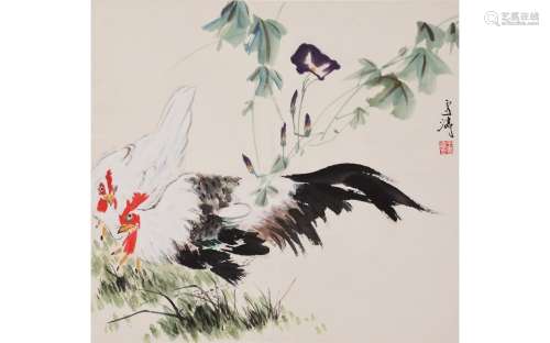 A Chinese Chicken Painting, Wang Xutao Mark