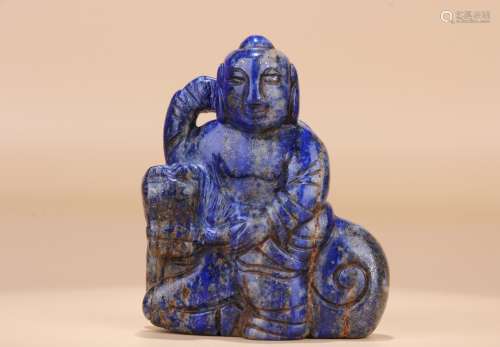 A Carved Monkey on the Horse  Lapis Lazuli Ornament