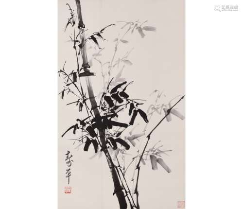 A Chinese Bamboo Painting, Dong Shouping Mark