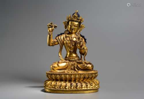 A Gilt Bronze Vajrasattva Figure Statue