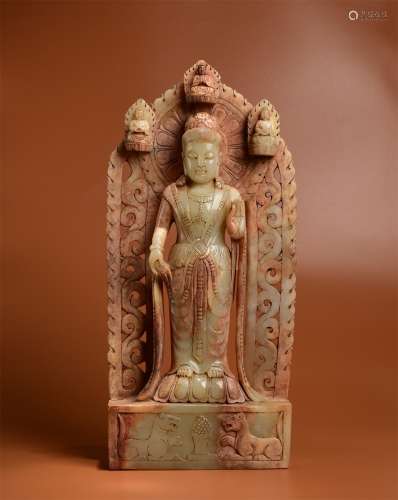 A Jade Standing Buddha Figure Statue
