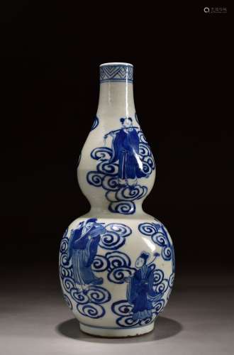 A Blue and White the Eight Immortals Gourd Shape Porcelain V...