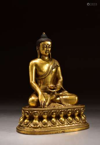 A Gilt Bronze Medicine Buddha Figure Statue