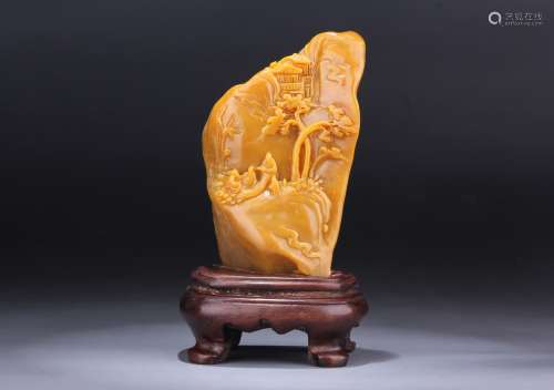 A Carved Landscape Shoushan Tianhuang Stone Ornamnet