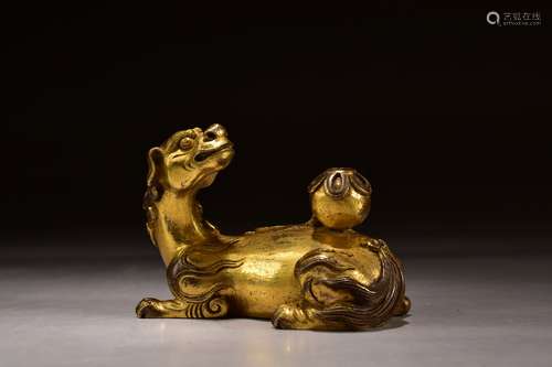 A Gilt Bronze Beast Paper Weight