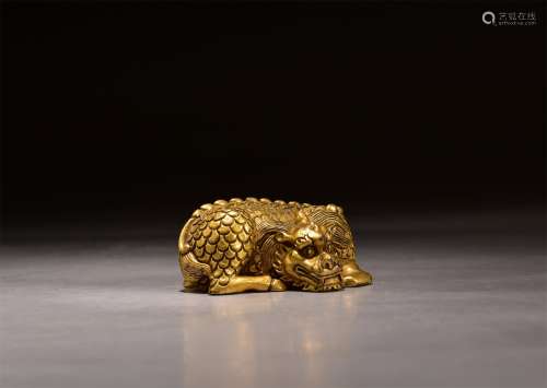 A Gilt Bronze Beast Paper Weight