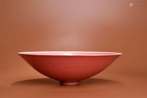 A Red Glazed Dragon with Phoenix Pattern Porcelain Bowl