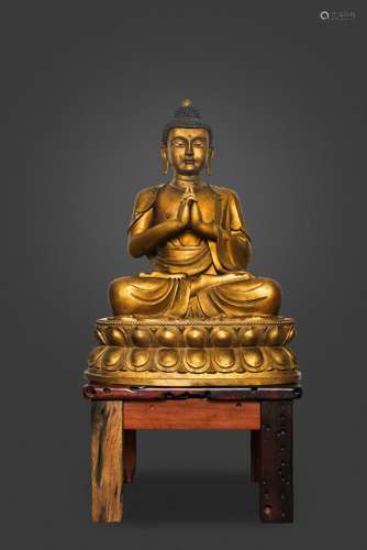 CHINESE GILT BRONZE BUDDHA, MING DYNASTY