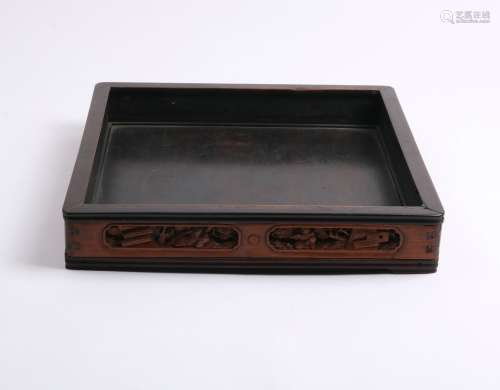 chinese red sandalwood tray with boxwood