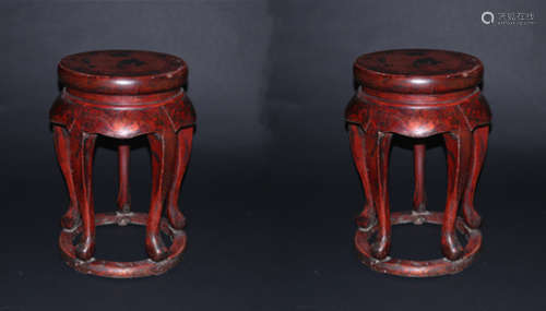 chinese red lacquer stool
