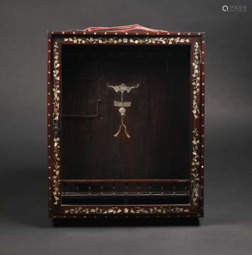 chinese Mahogany inlaid mother-of-pearl cabinet