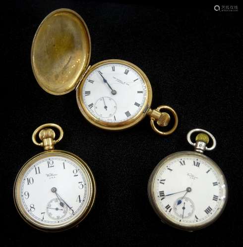 Two American open face lever pocket watches by Waltham