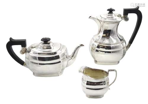 Silver three piece tea service by J B Chatterley & Sons Ltd