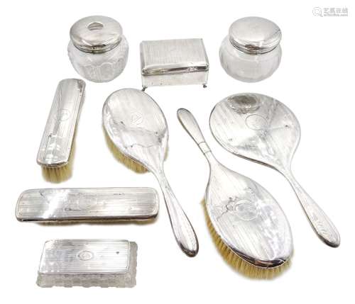 Early 20th century matched silver dressing table set mostly ...
