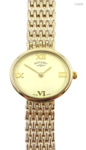 Rotary 9ct gold quartz ladies bracelet wristwatch