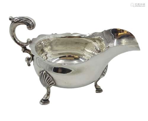 Victorian silver sauce boat